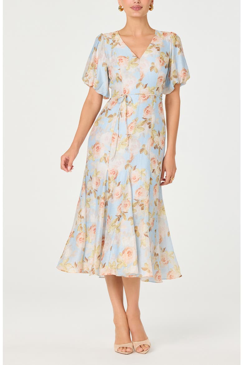 Lavena Floral Puff Sleeve Midi Dress