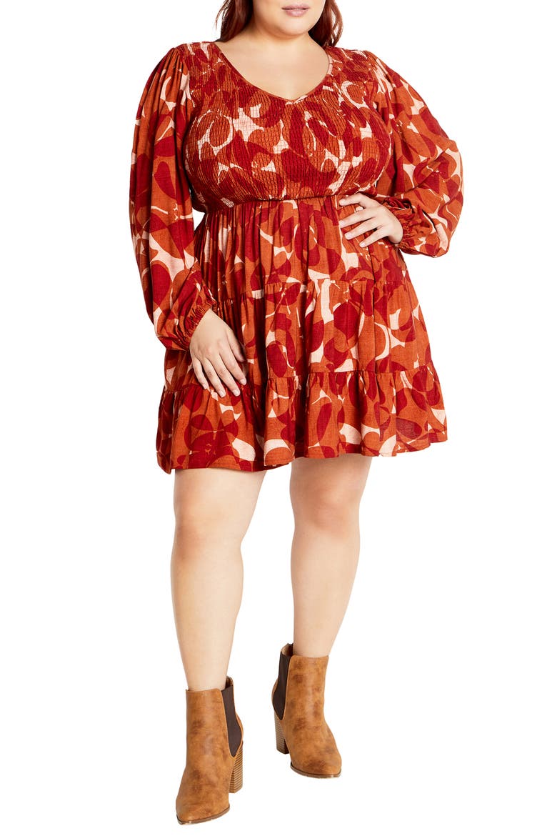 Celine Luna Print Long Sleeve Minidress