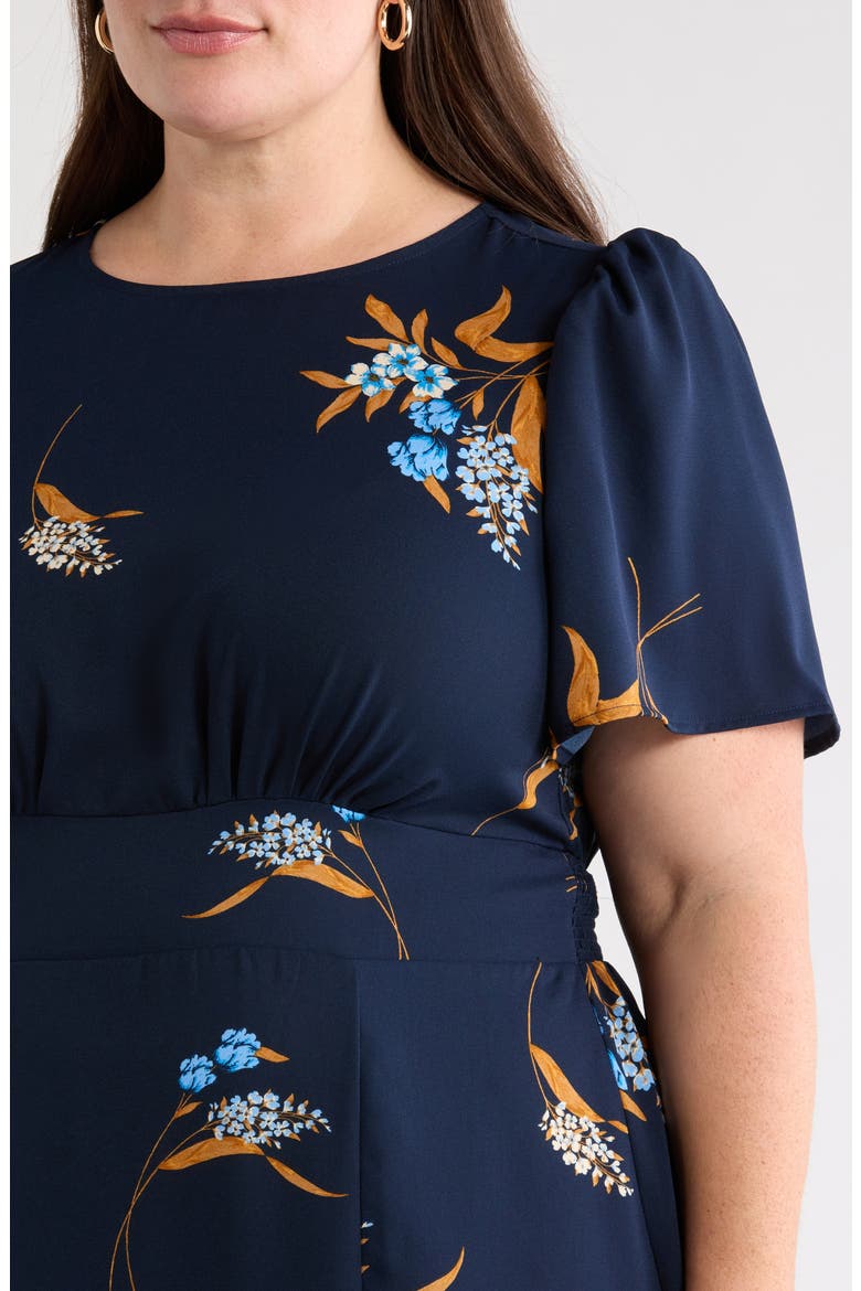 Dusk Bloom Floral Fit & Flare Midi Dress