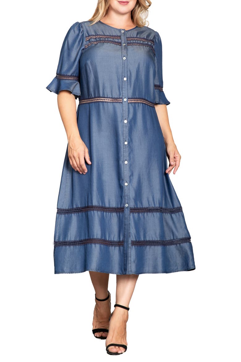 Lace Inset Tencel® Lyocell Midi Dress