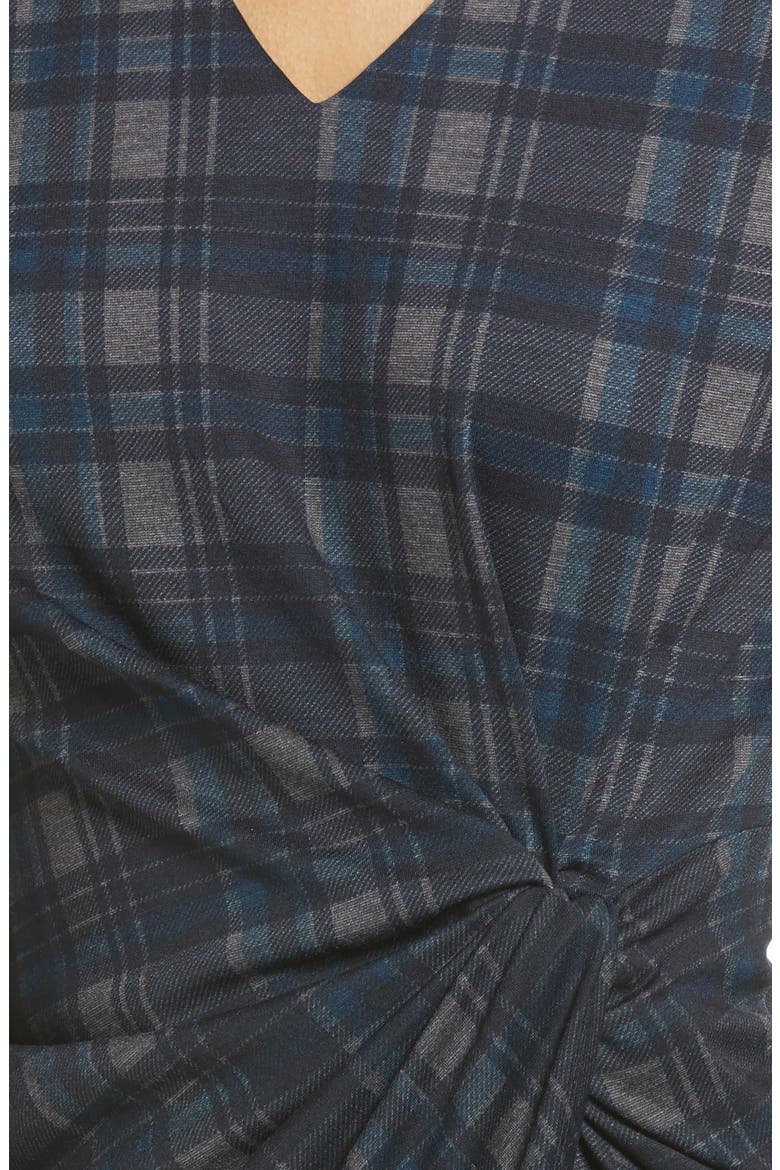 Plaid V-Neck Sheath Dress