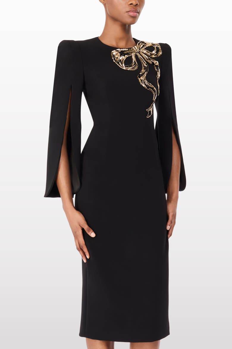 Love Bow Split-sleeve Midi Dress