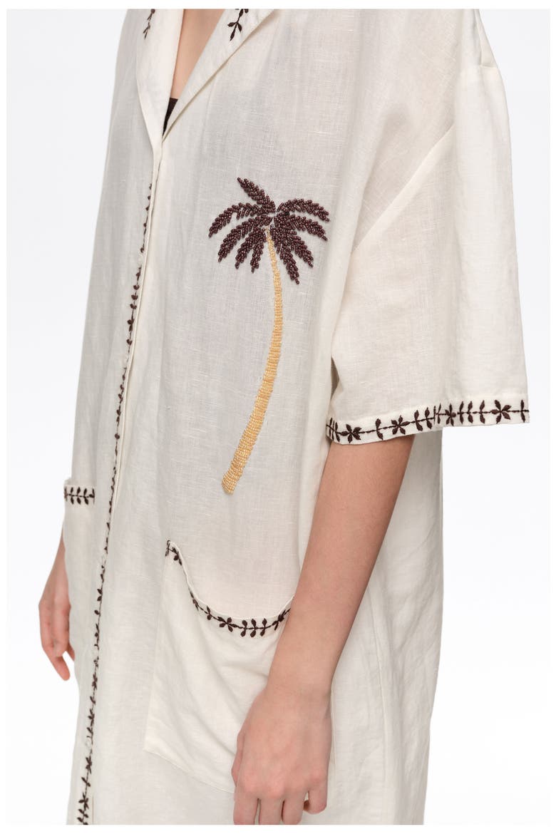 Linen Palm Tree Shirt Dress