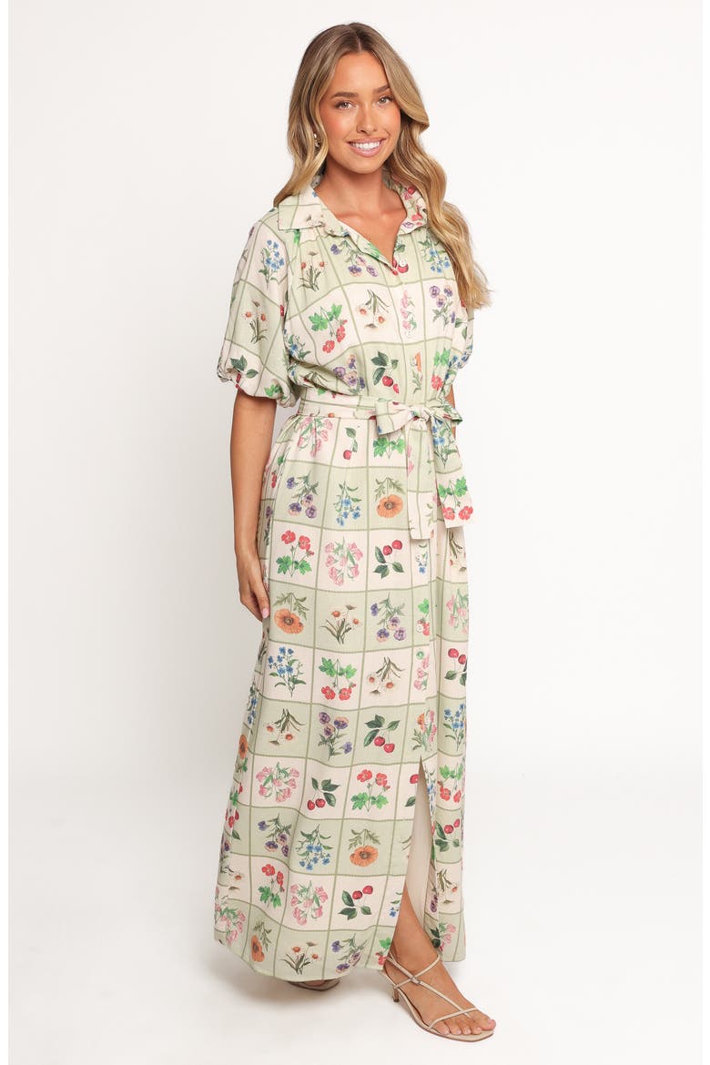 James Print Tie Waist Maxi Dress