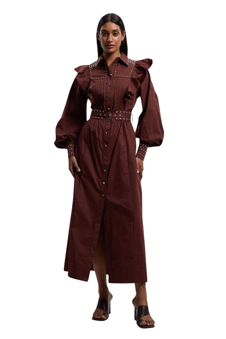 Cotton Studded Maxi Shirt Dress