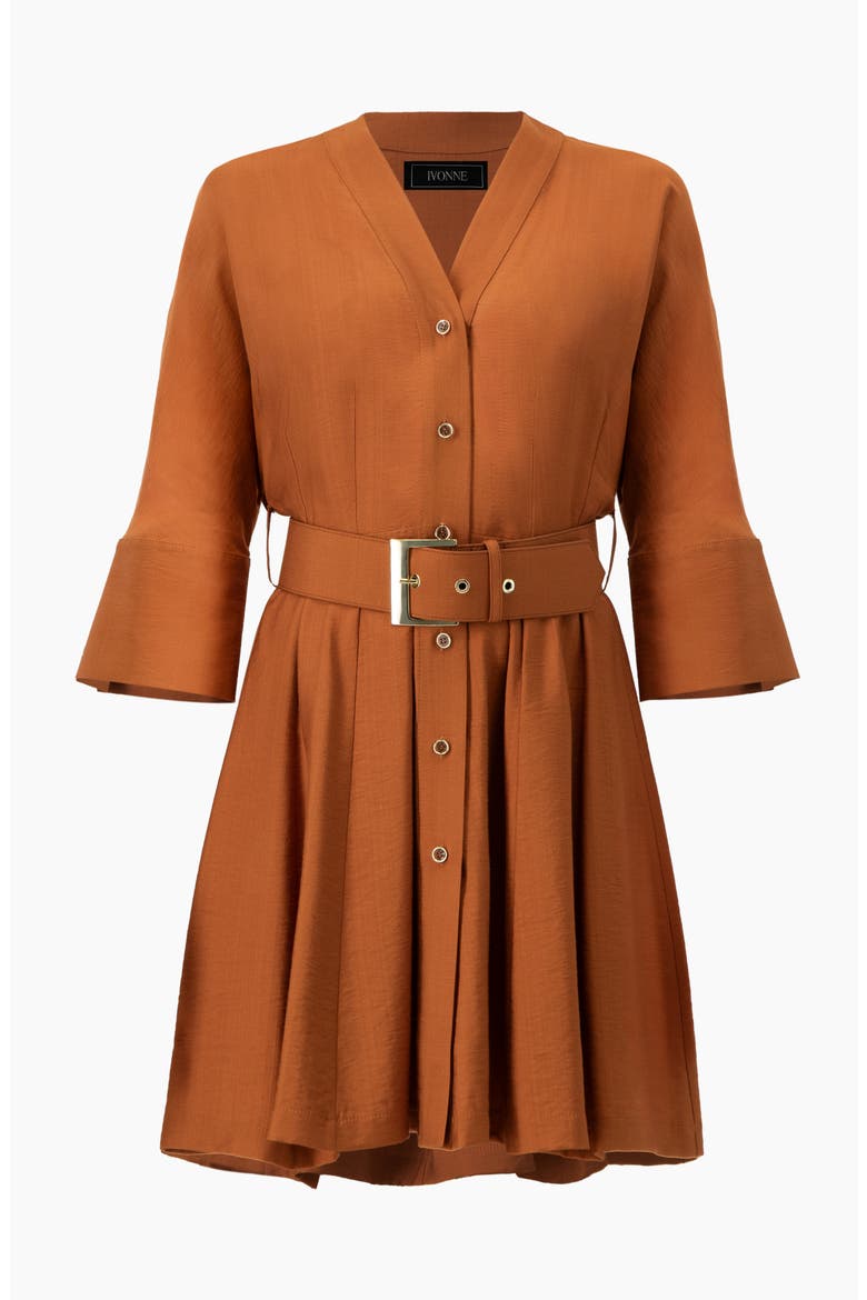 Dolman Sleeve Solid Dress with Belt