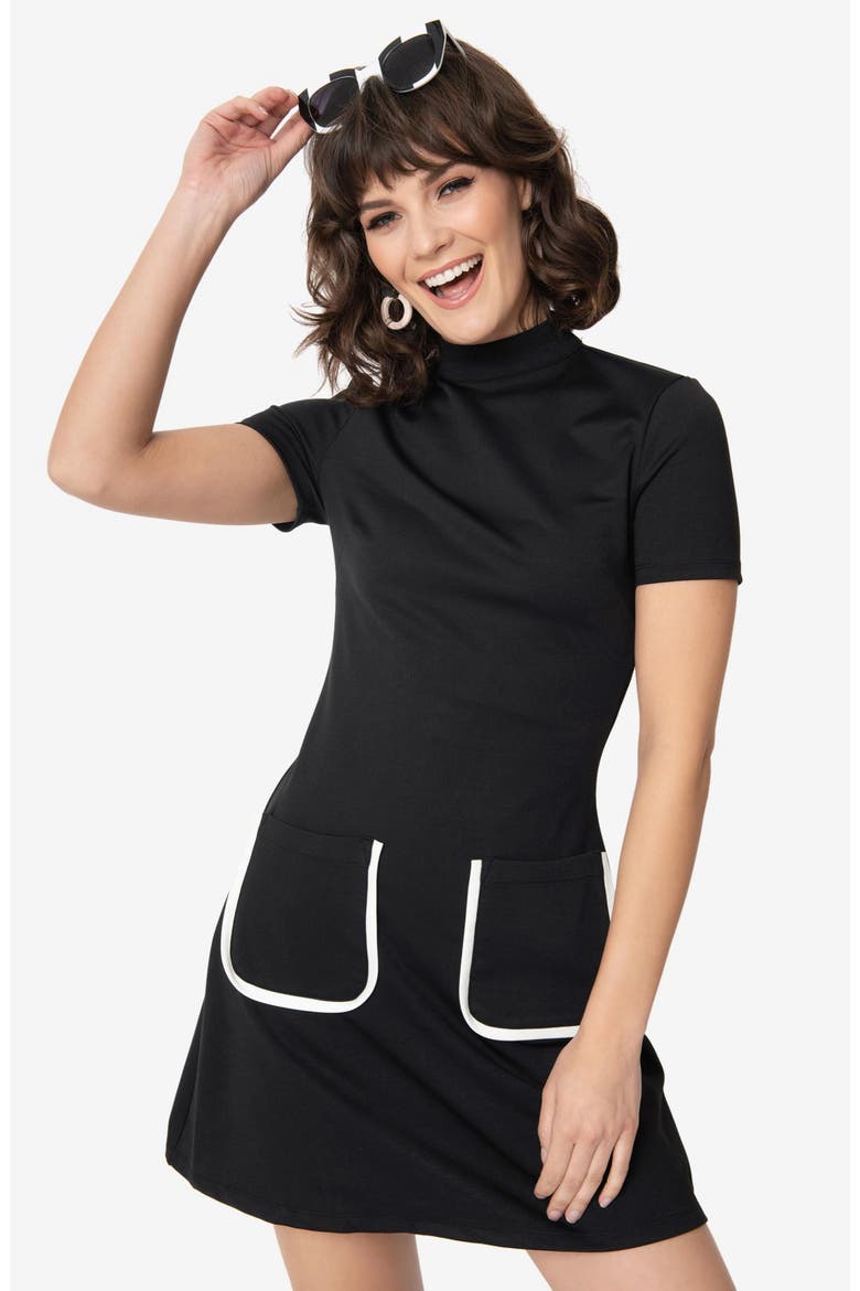 Mock Neck Short Sleeve Wave Maker Shift Dress
