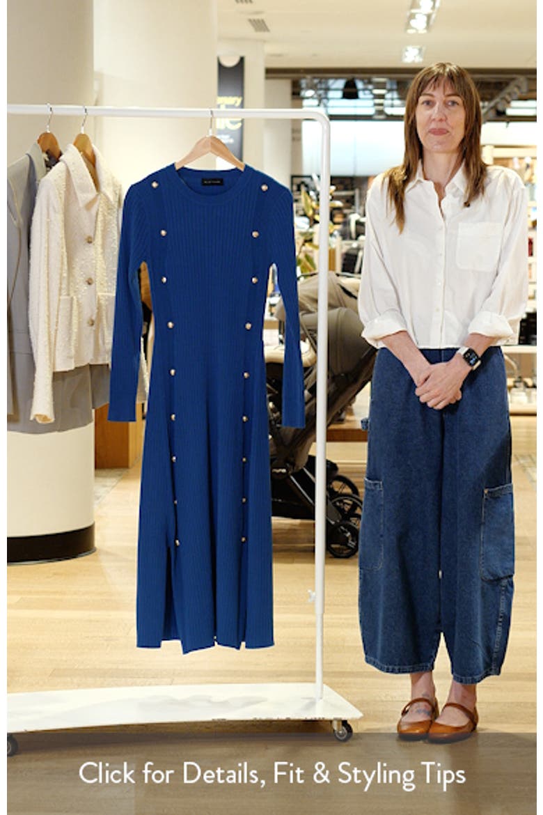 The Tamara Button Detail Long Sleeve Midi Sweater Dress