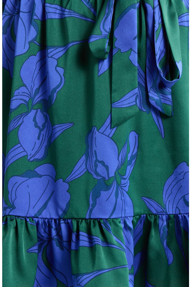 Busbee Floral Sevilla Satin Long Sleeve Dress