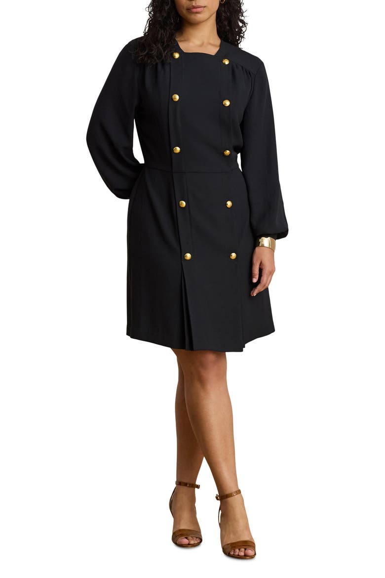 Long Sleeve Double Breasted Georgette Coat Dress