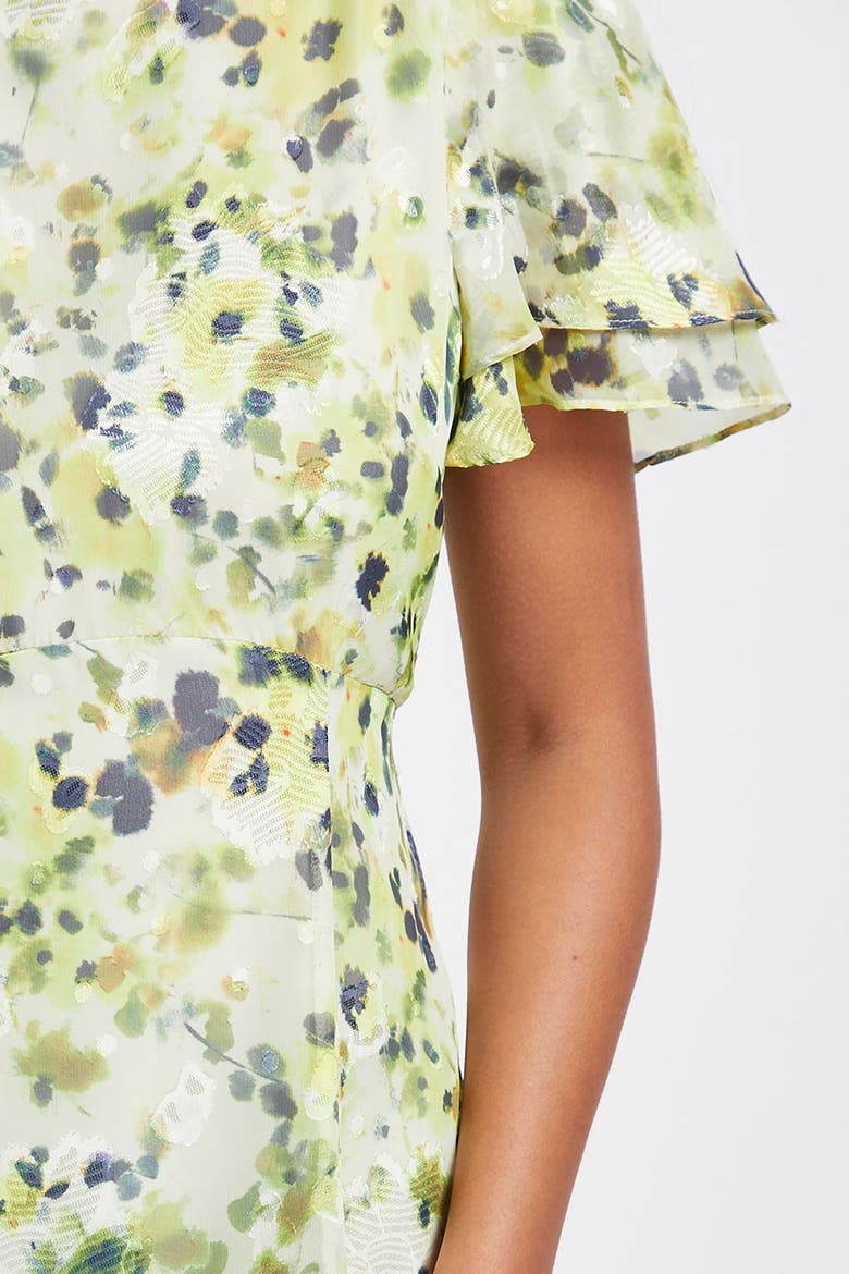 Petite Floral Burn Out Ruffle Midi Dress