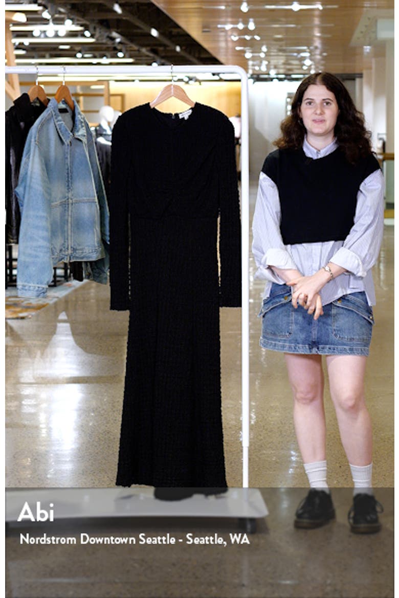 Textured Long Sleeve Midi Dress