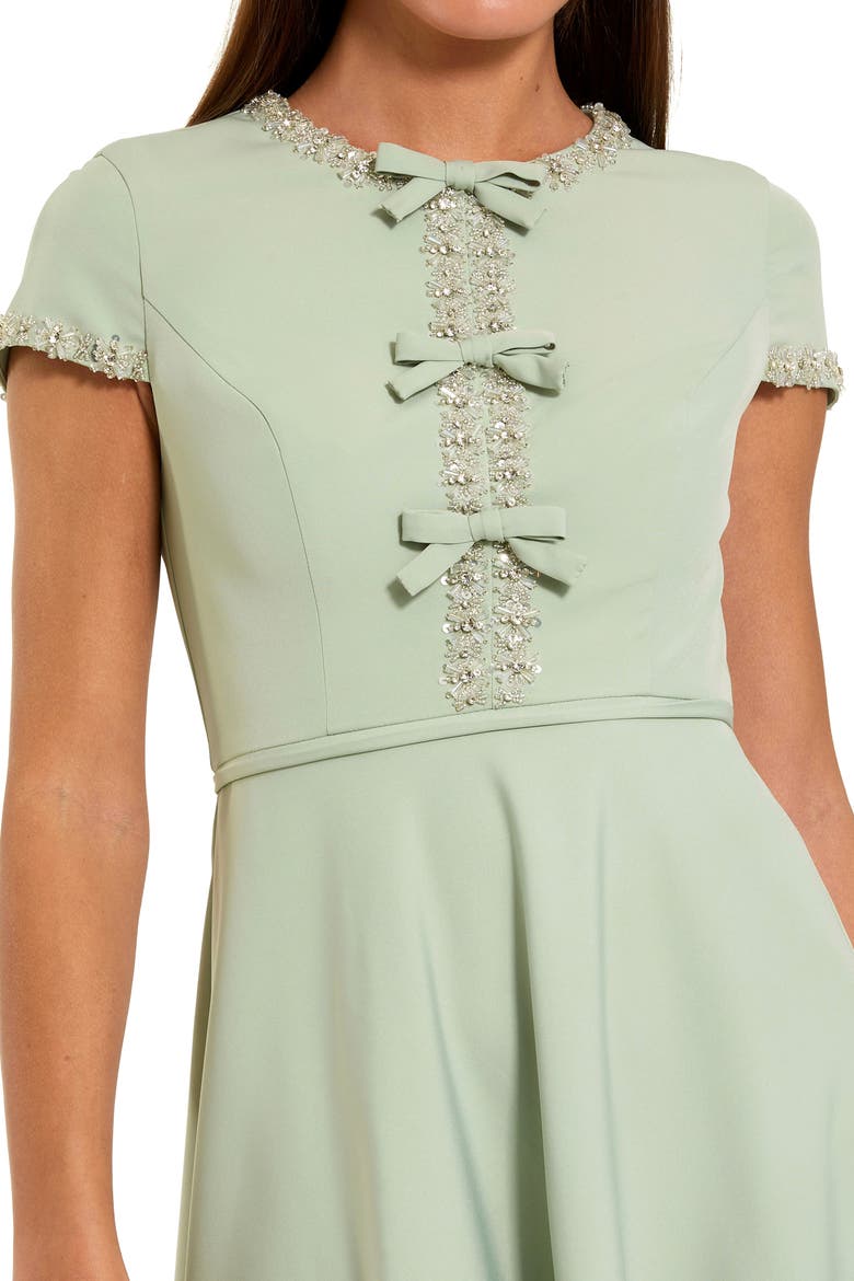 Crepe Midi Dress With Rhinestone Beading