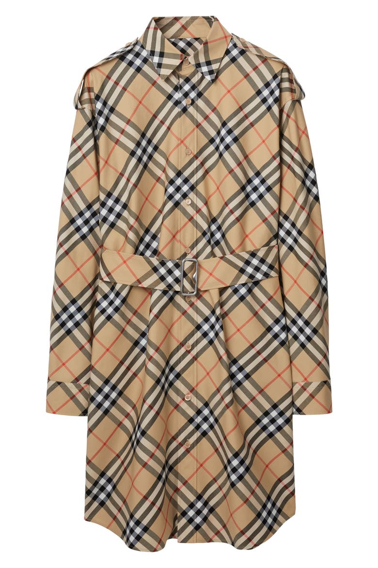 Iconic Check Long Sleeve Cotton Twill Shirtdress