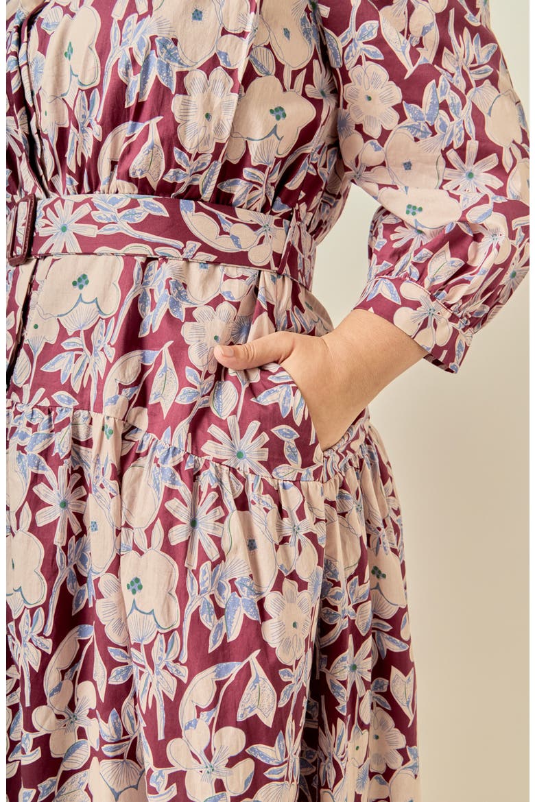 Floral Cotton Midi Shirtdress