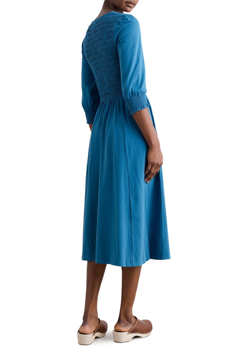 Sea Sound Smocked Midi Dress