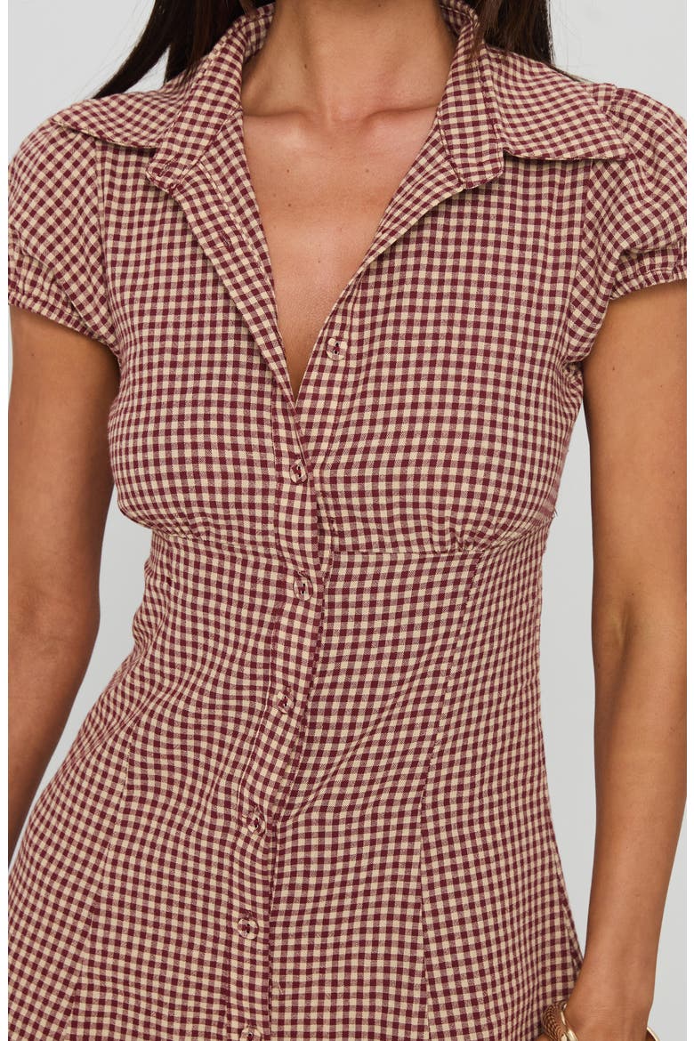 Kavira Gingham Cotton Mini Shirtdress