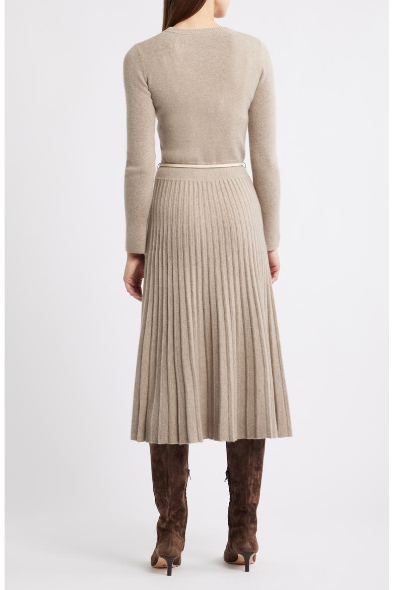The Kellie Belted Long Sleeve Cashmere Midi Sweater Dress