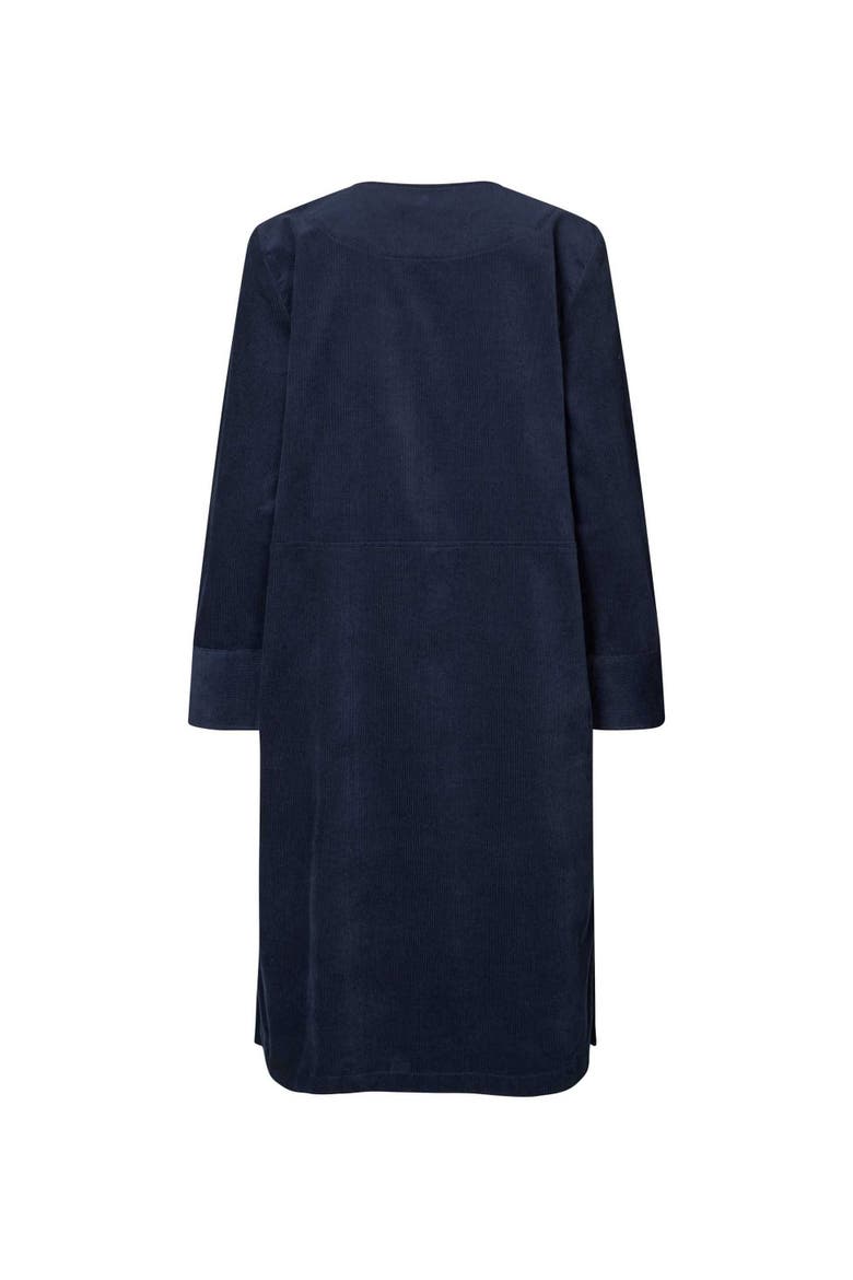 Long Sleeve Crew Neck Zip Midi Dress
