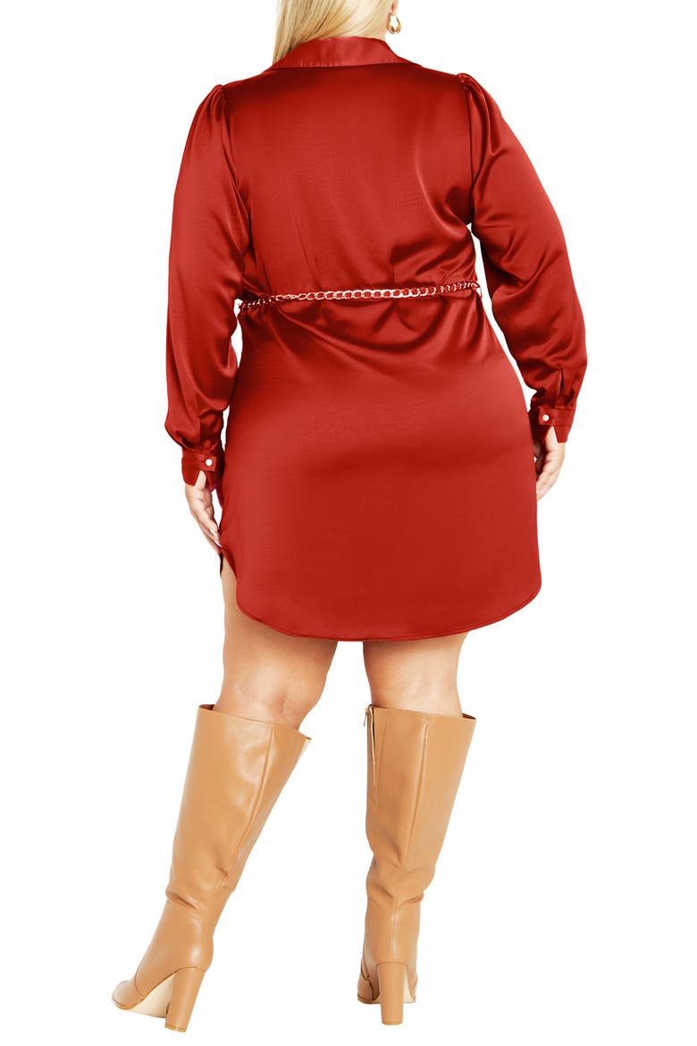 Harmoni Long Sleeve Satin Shirtdress
