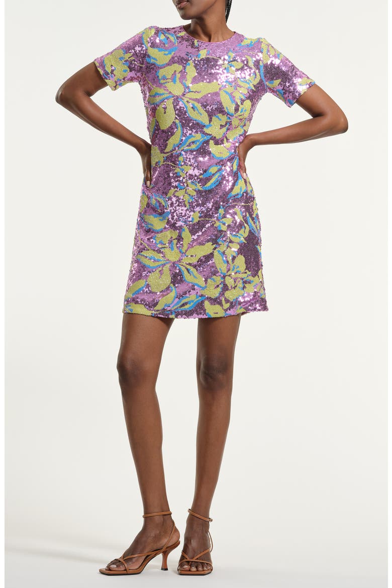 Sequin Floral Shift Minidress