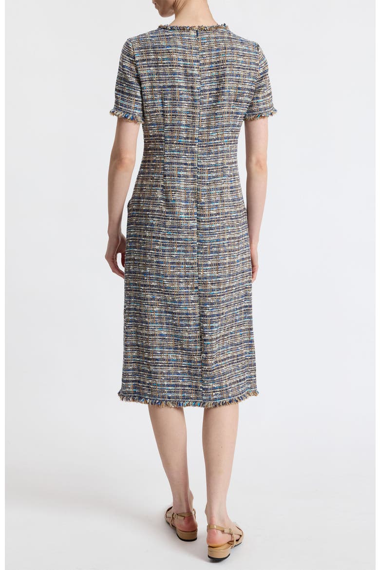 Nisha Short Sleeve Midi Sheath Tweed Dress