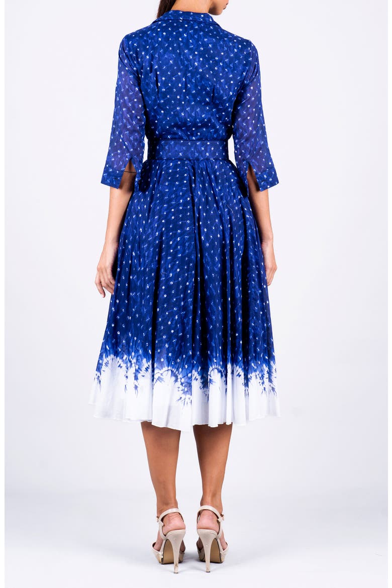 Shibori Midnight Border A-Line Midi Shirtdress