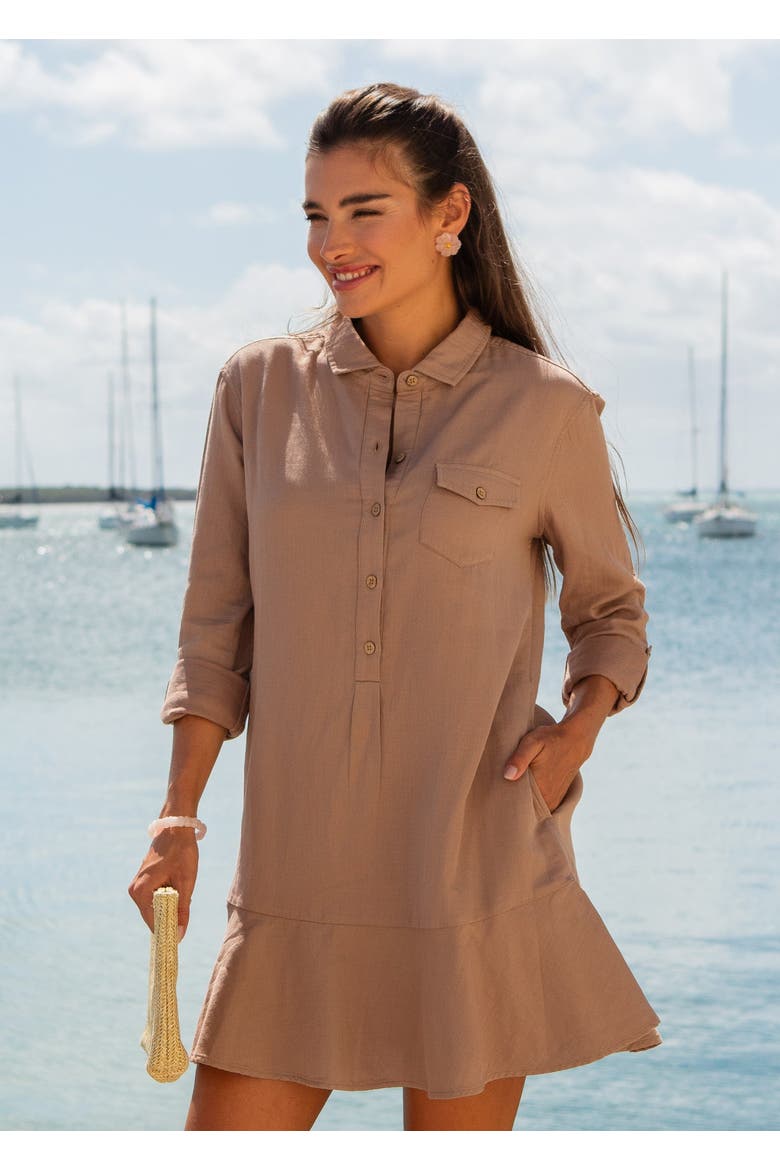 Gauze Button Front Shirt Dress