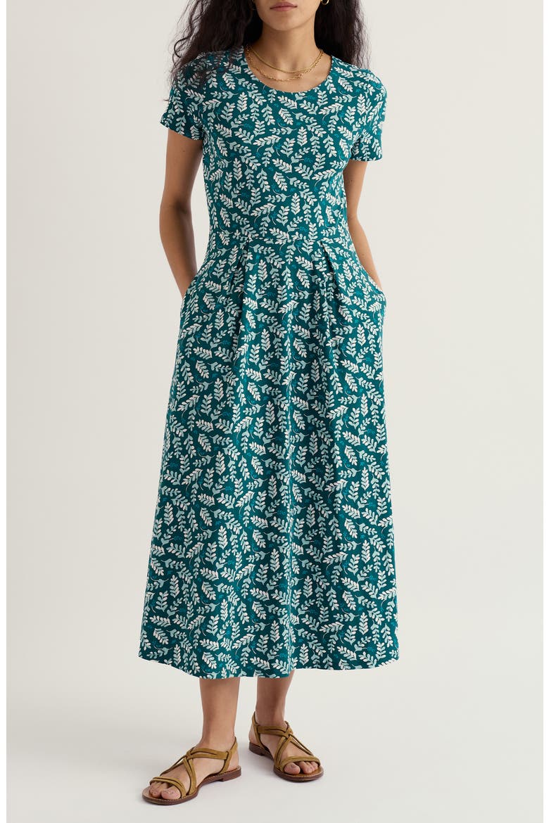 Veronica Print Stretch Organic Cotton Jersey Midi Dress
