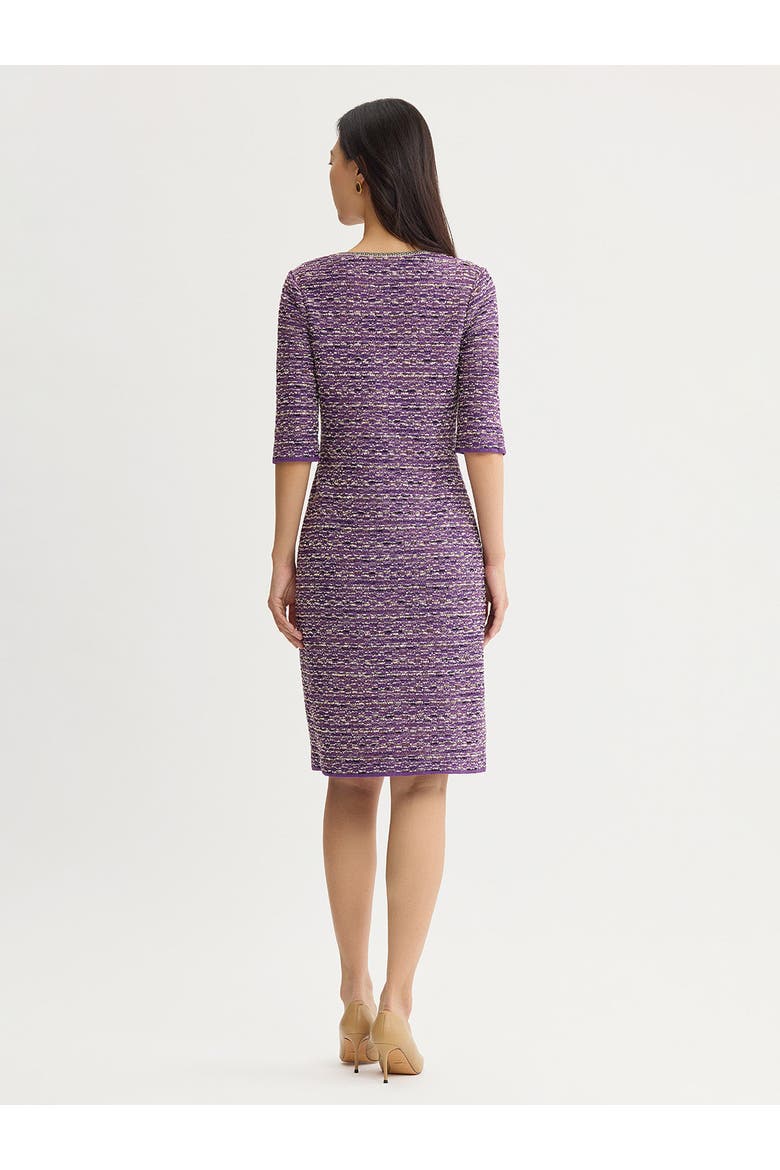Lurex Eyelash Ribbon Knit Sheath Dress