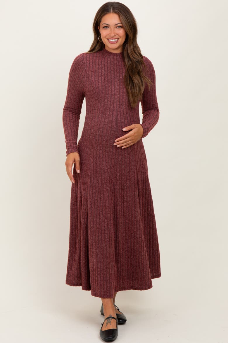 Ribbed Mock Neck Midi Dress