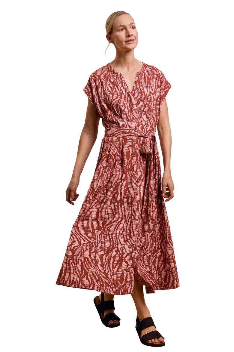 Tie Waist Relaxed V-Neck Midi Dress