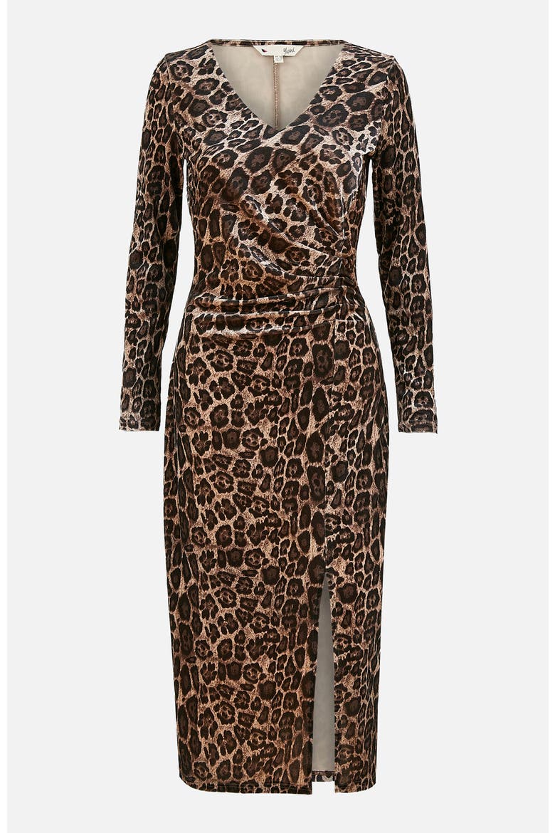 Velvet Long Sleeve Fitted Midi Dress