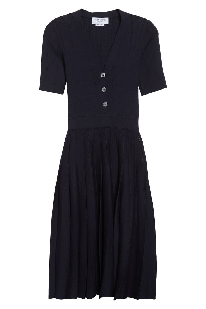 Mixed Stitch Wool & Silk Midi Dress