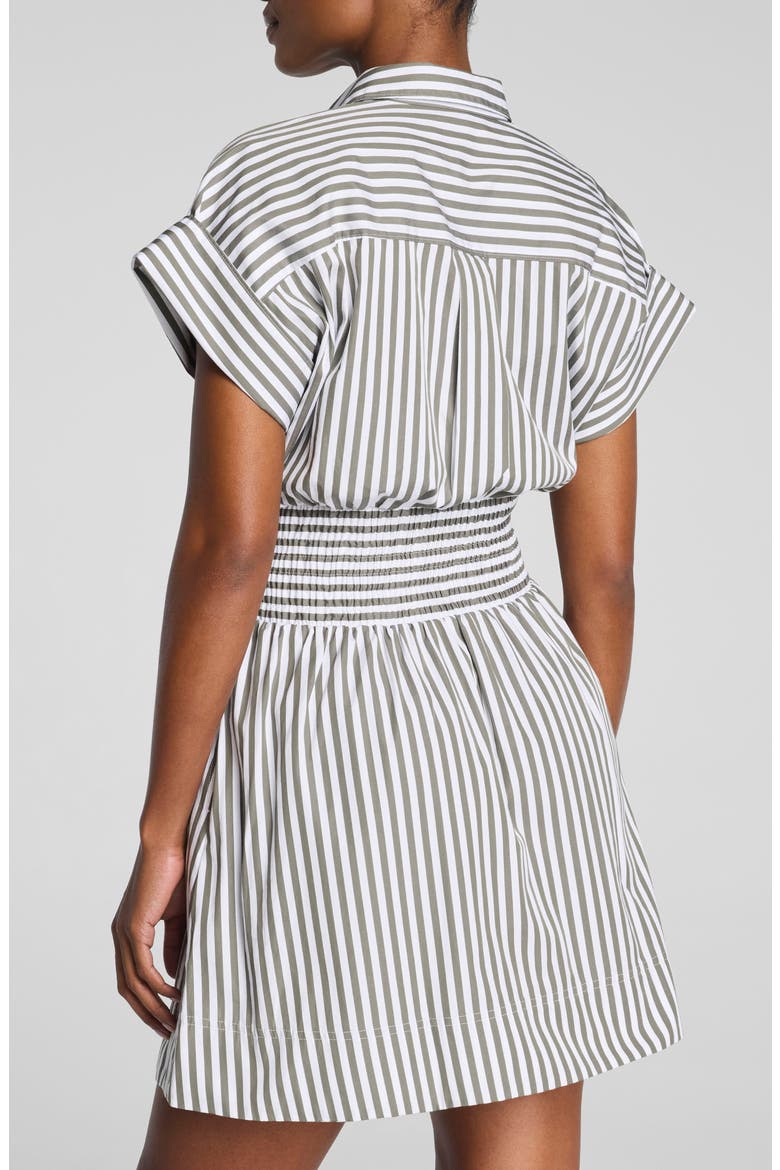 Smocked Striped Supima Cotton Mini Shirtdress