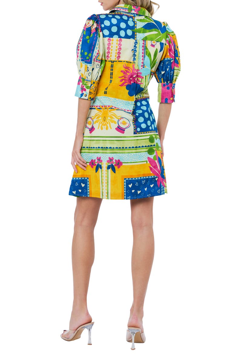 Stormi Print Ruched Cotton Shirtdress