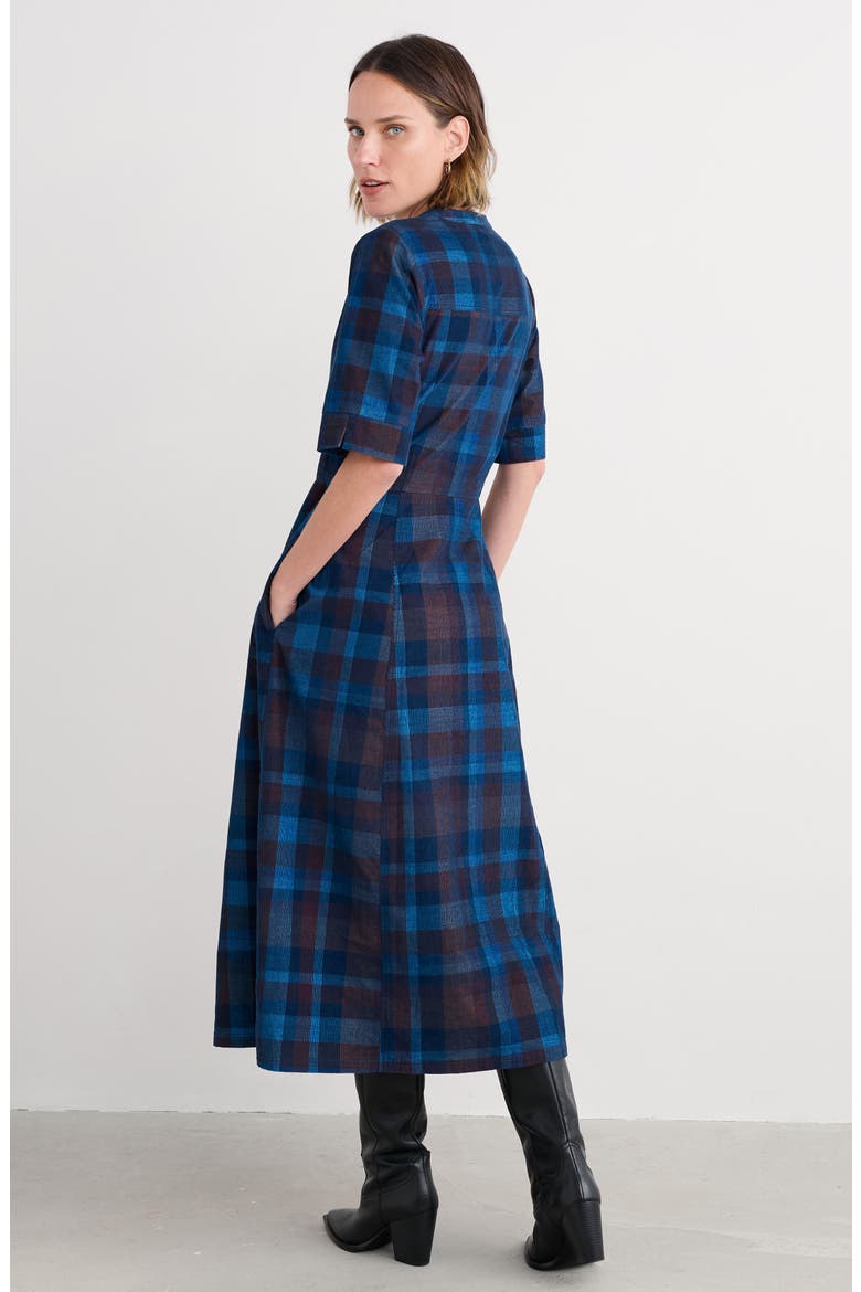 Wightwick Plaid Organic Cotton Denim Midi Dress