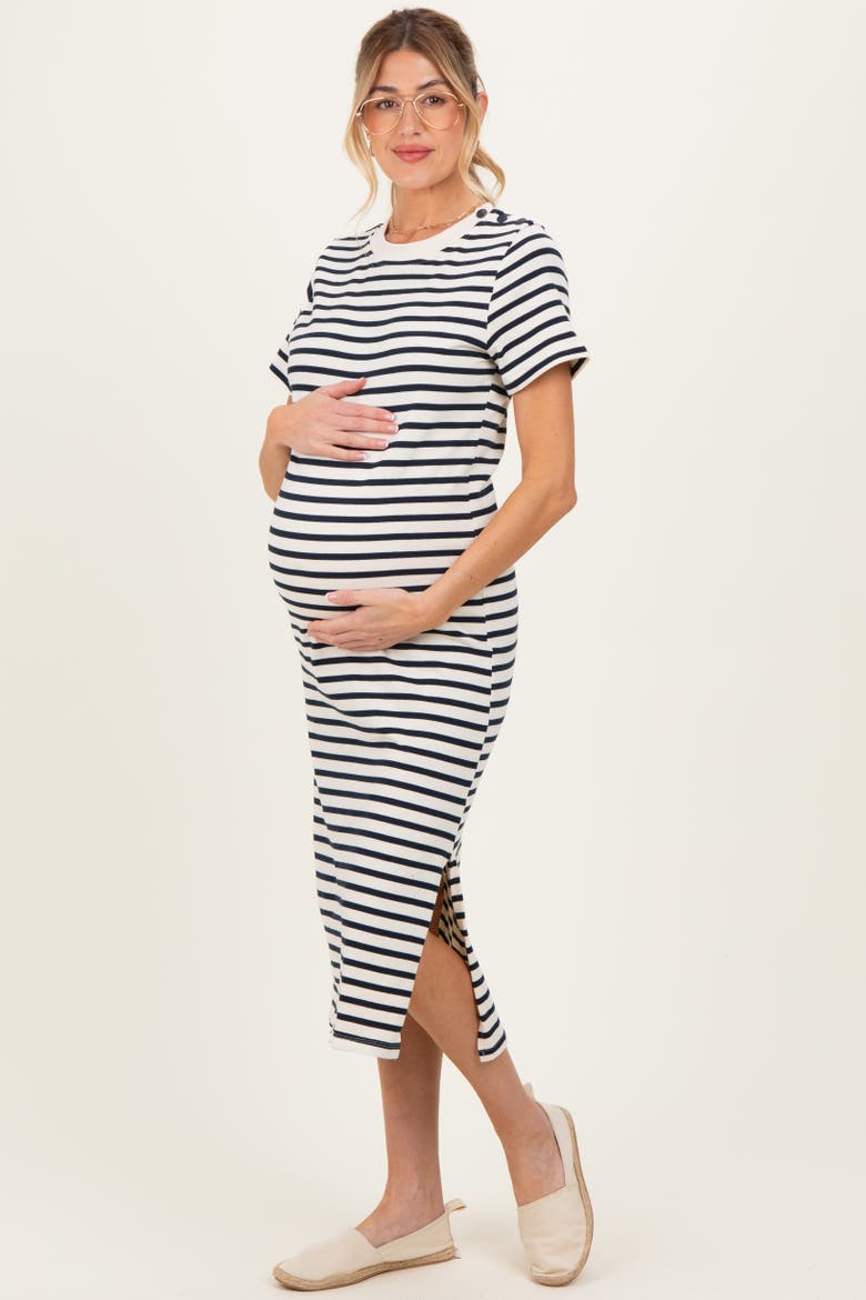 Striped Short Sleeve Midi Dress