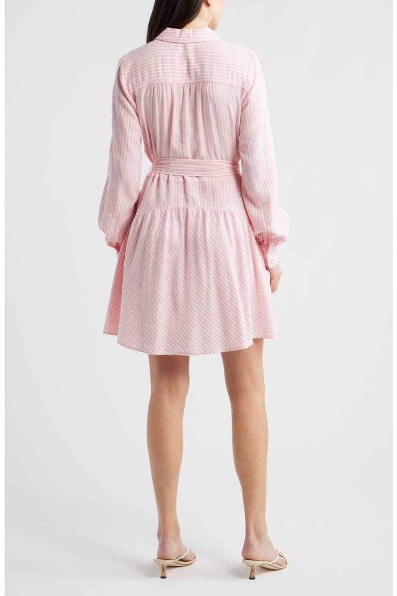 Long Sleeve Linen Blend Mini Shirtdress