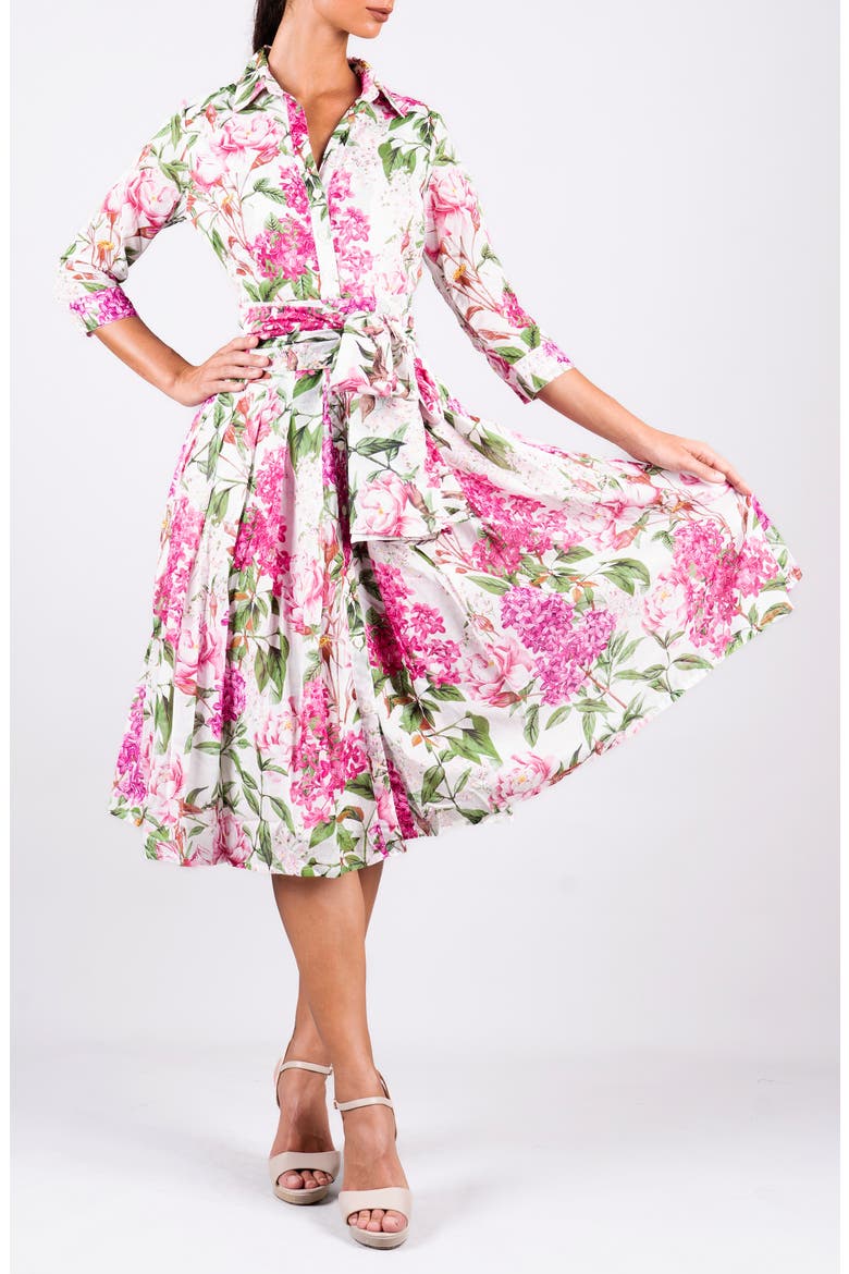 Lilac Flower Midi Shirtdress