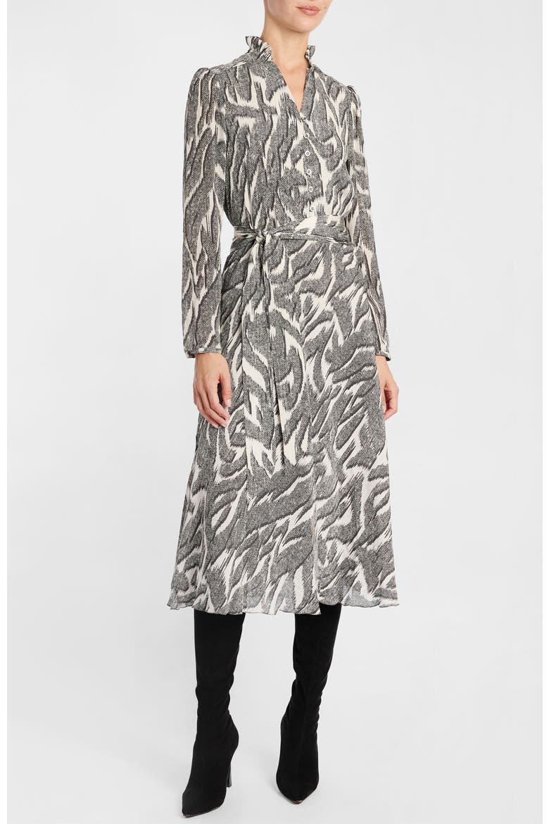 Irina Ruffle-Neck Buttoned Midi Dress