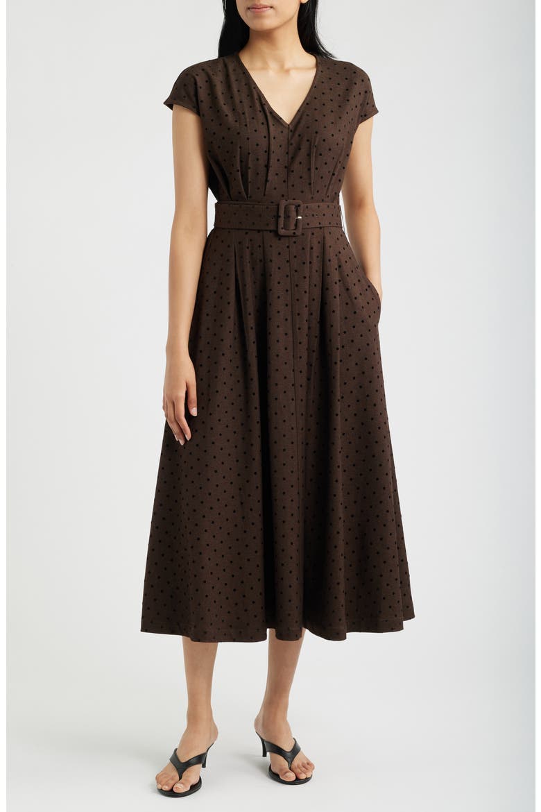Dot Belted Midi Dress
