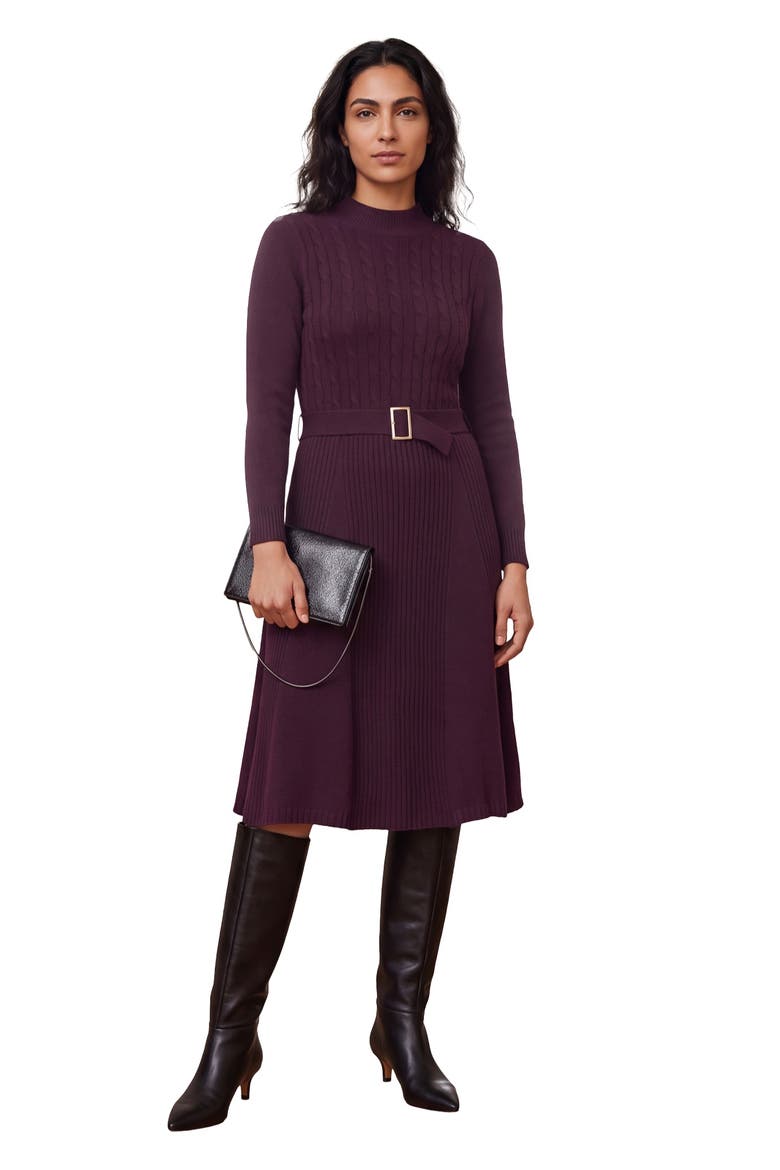 Belted Cable Sweater Dress