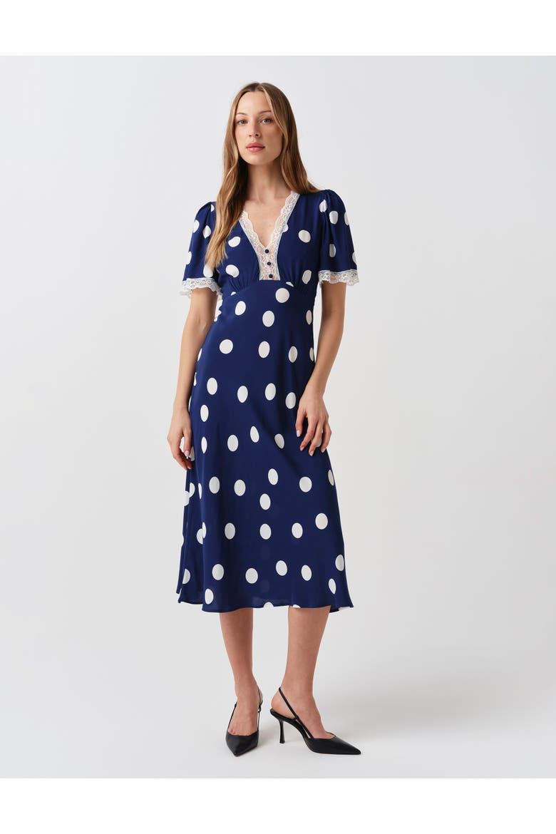 Belle Lace Crepe Midi Dress