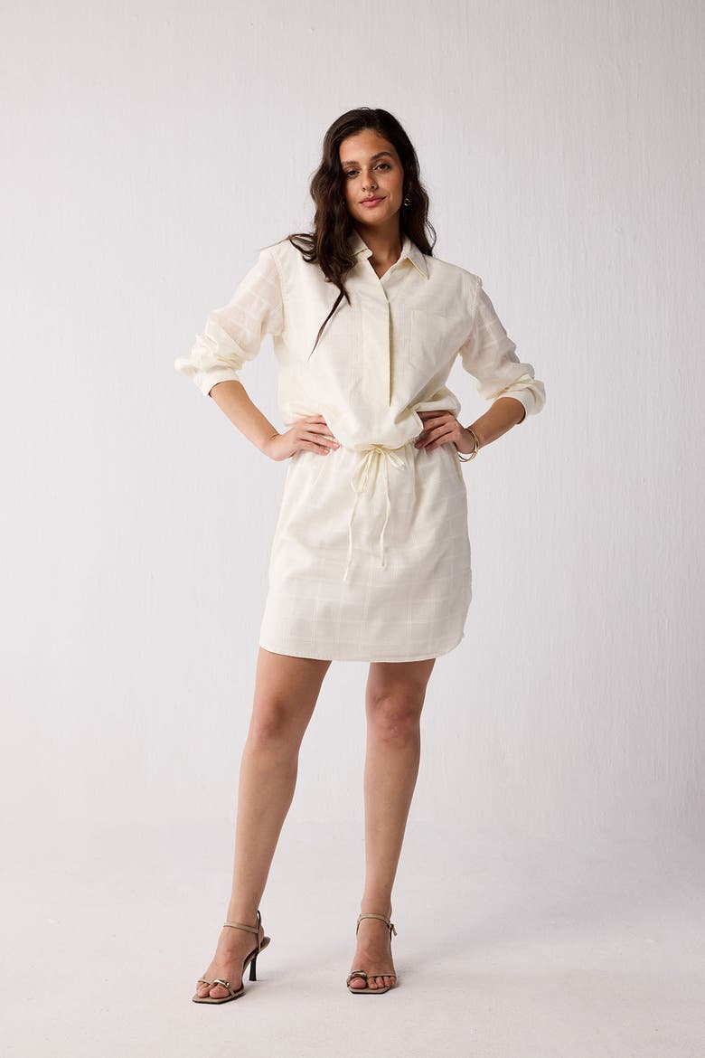Oversized Shirt Dress with Drawstring