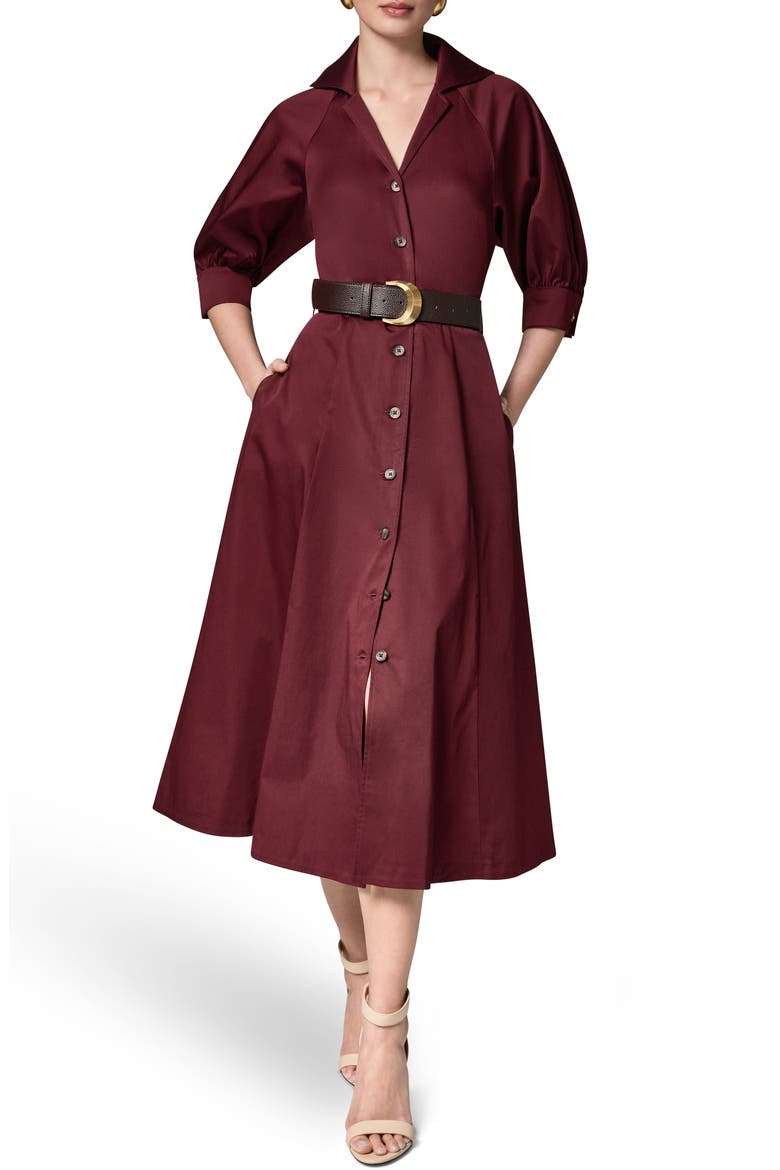 Belted Stretch Cotton Midi Shirtdress
