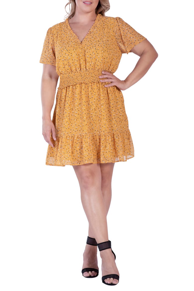 Floral Short Sleeve Fit & Flare Dress