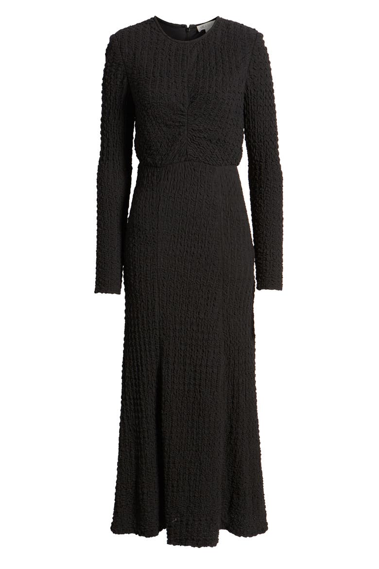Textured Long Sleeve Midi Dress