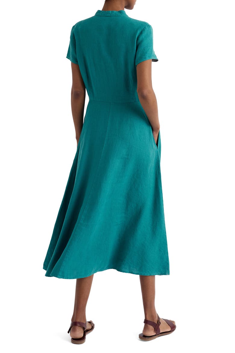 Carved Wood Linen Midi Dress