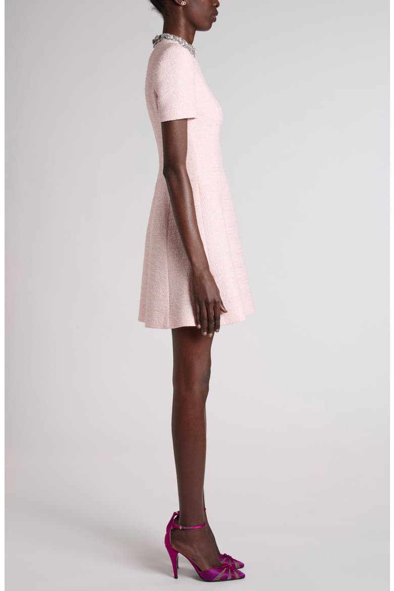 Rhinestone Embellished Tweed Minidress